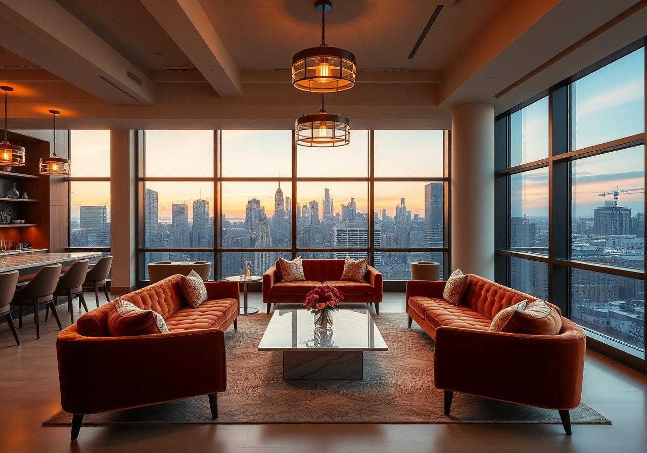 Interior of The Solaire Sky Lounge in Battery Park